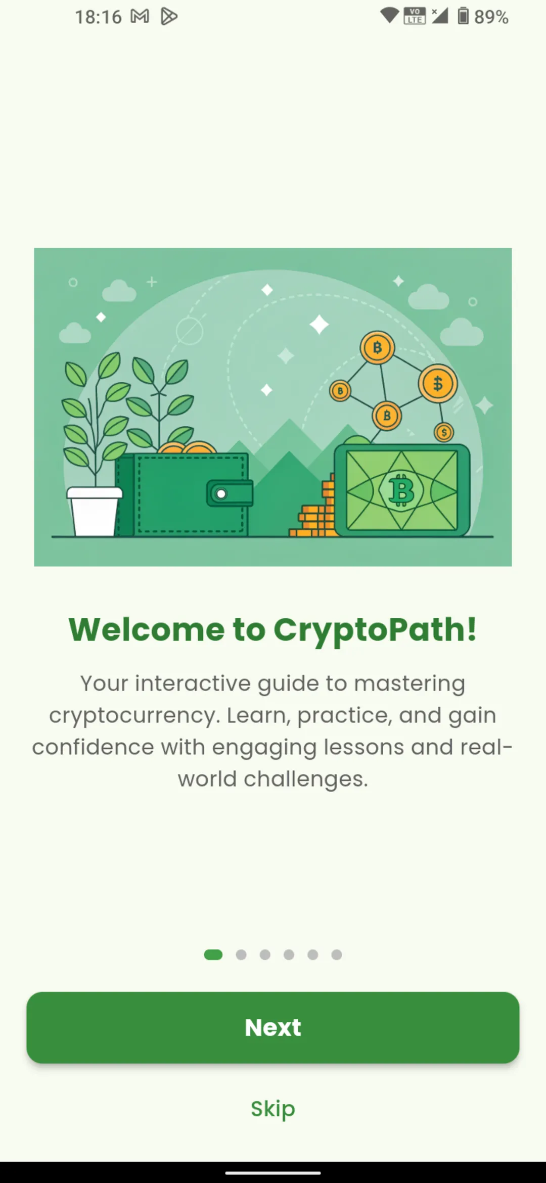 Screenshot of CryptoPath learning path overview