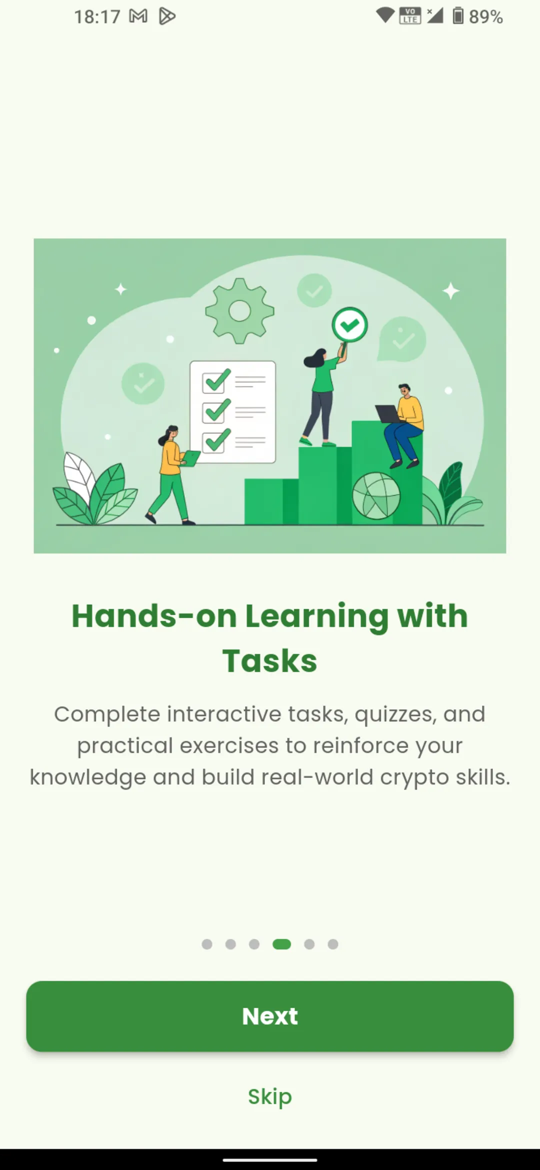 Screenshot of CryptoPath learning path overview