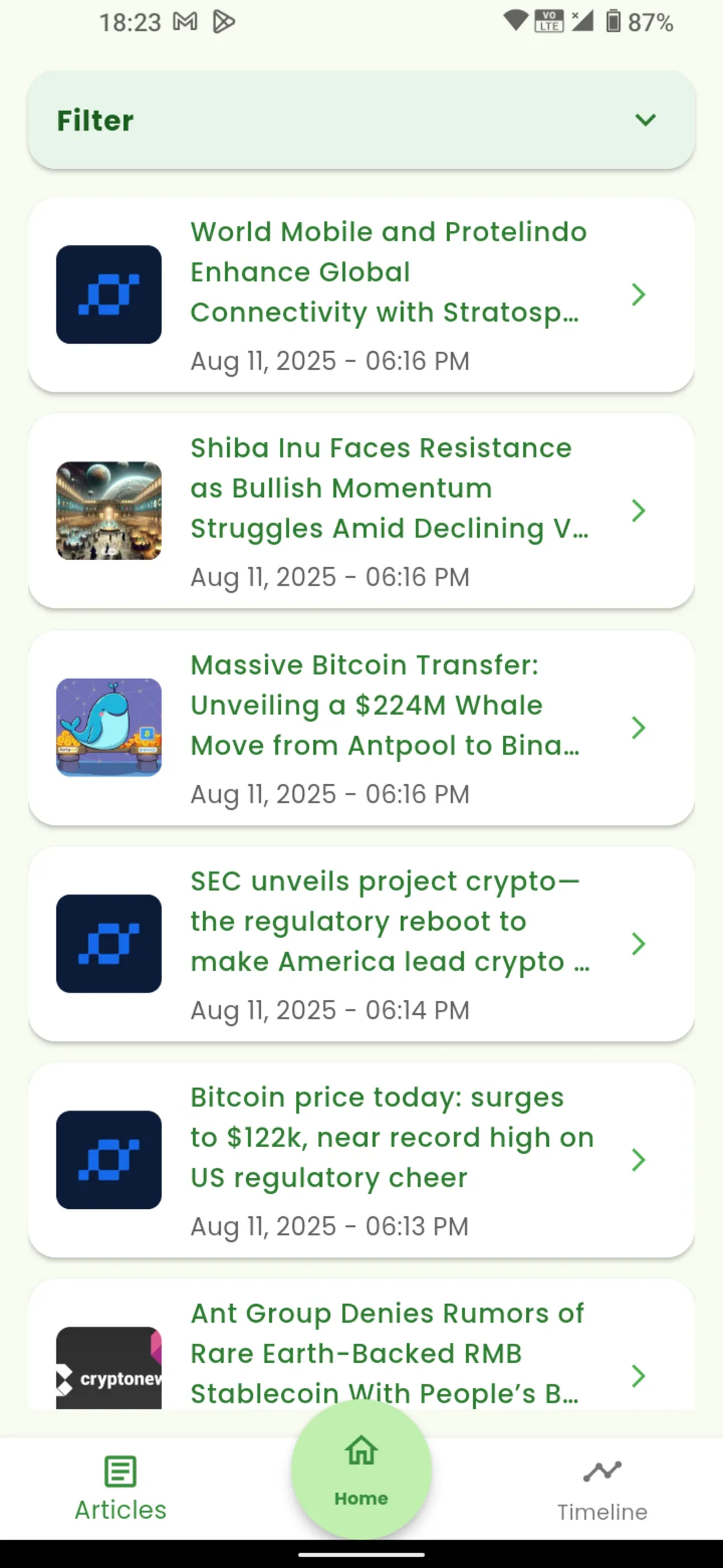 Screenshot of CryptoPath News overview