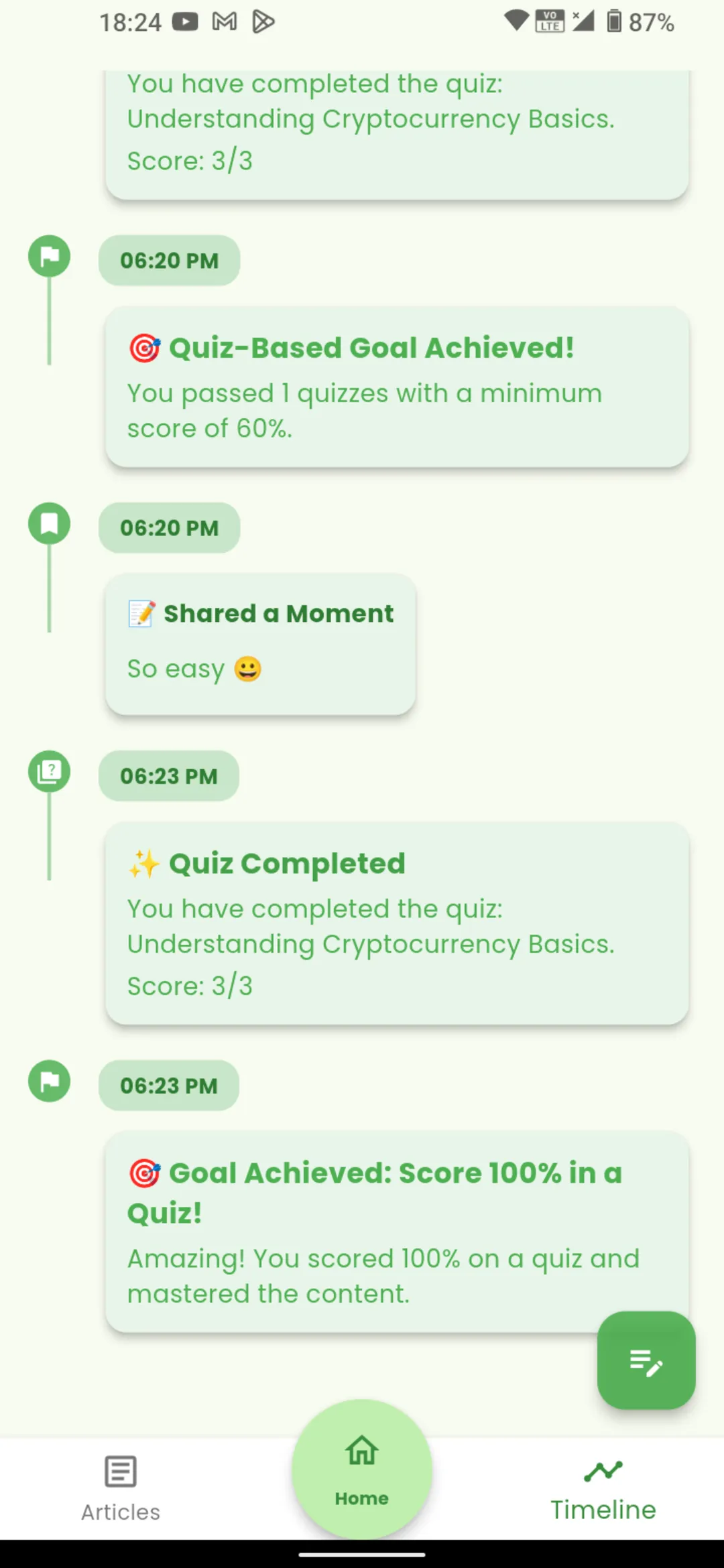 Screenshot of CryptoPath Timeline overview